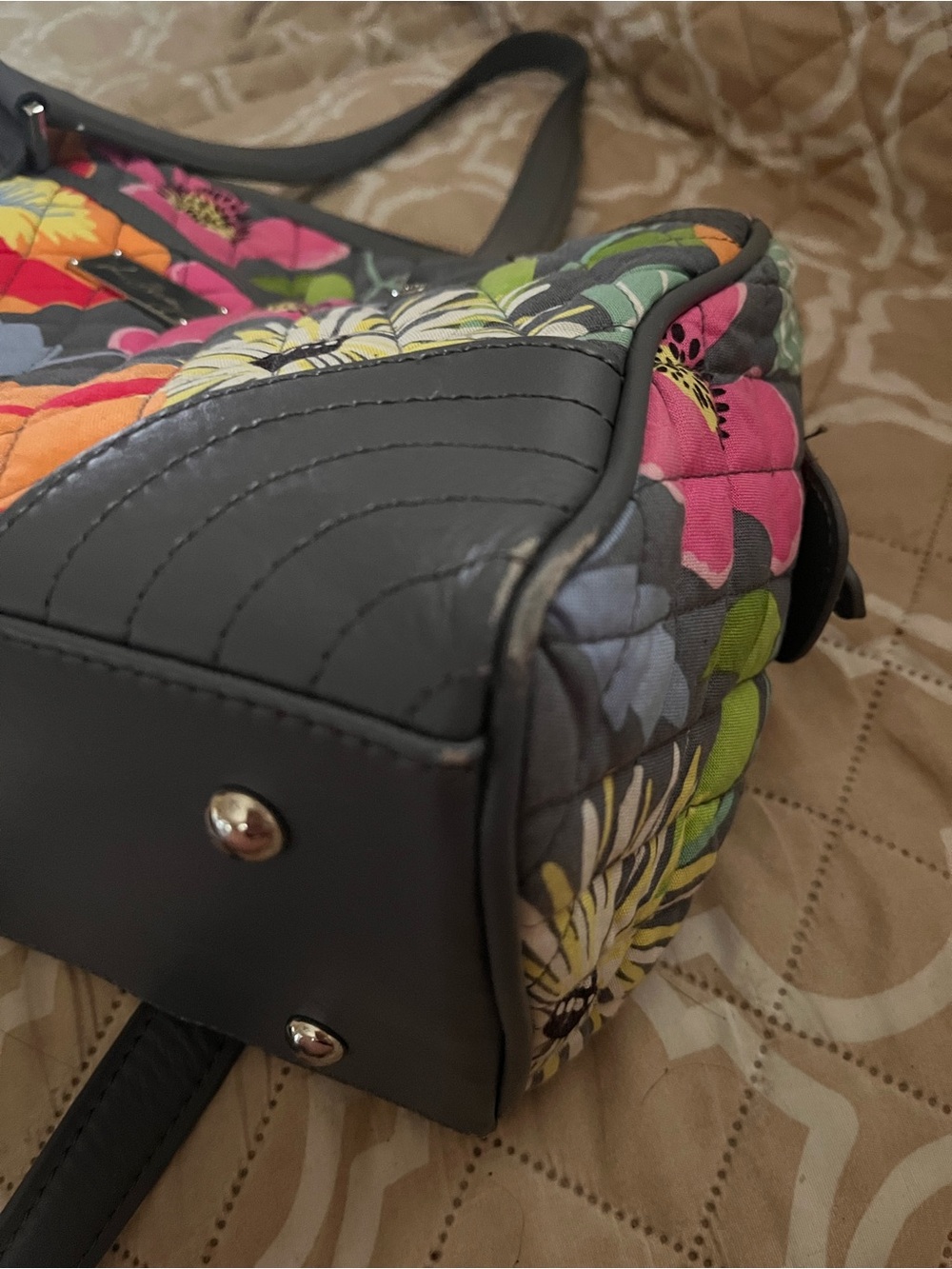 Vera Bradley Black Floral Satchel Bag - Picture 3 of 6